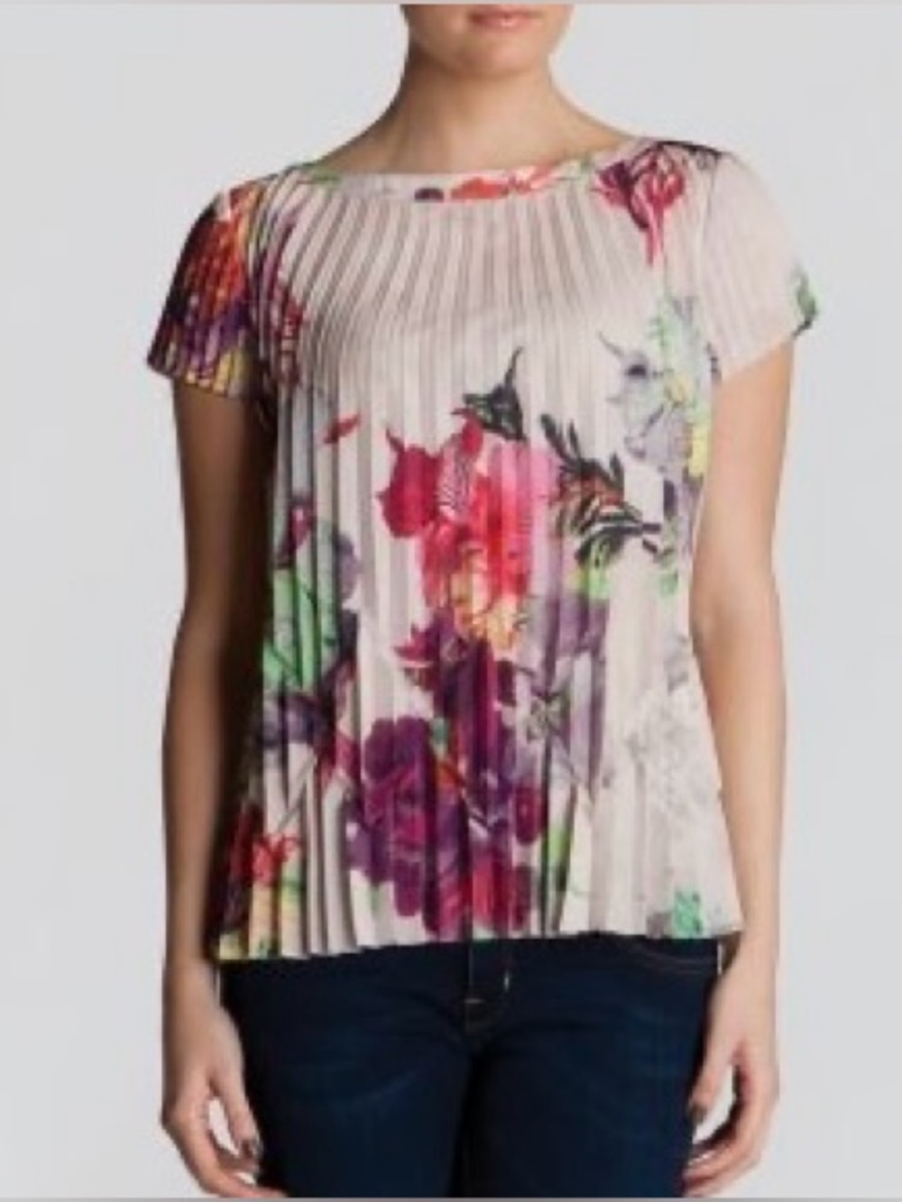 Ted Baker Shelbie Treasured Orchid Pleated Blouse Top Size 2 Boho Chic Feminine
